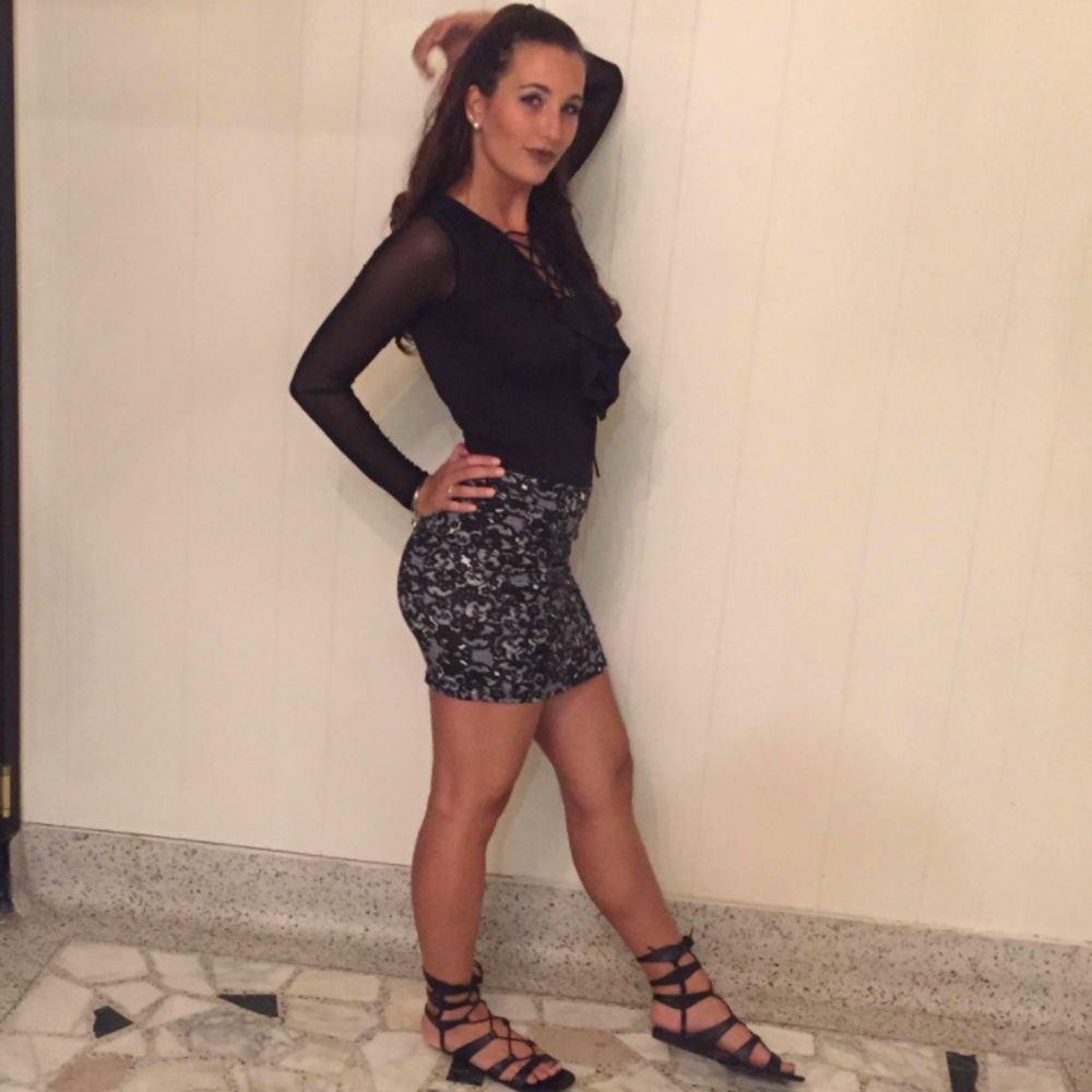lace print bodycon skirt